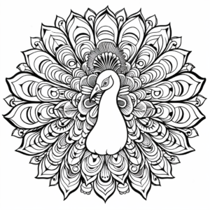 Detailed Peacock Mandala Coloring Pages for Adults 3