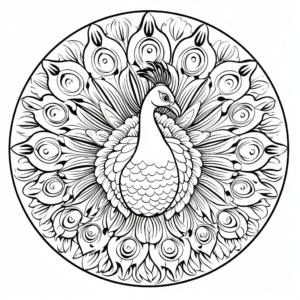 Detailed Peacock Mandala Coloring Pages for Adults 4