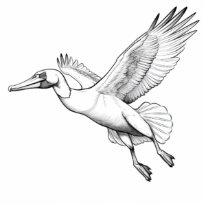 Detailed Pelican Mid-Dive Coloring Pages for Adults 1