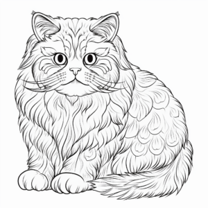 Detailed Persian Cat Coloring Pages for Adults 1