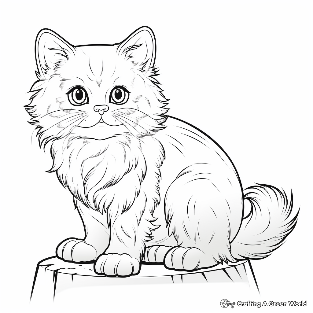Detailed Persian Cat Coloring Pages for Adults 2