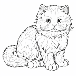 Detailed Persian Cat Coloring Pages for Adults 3