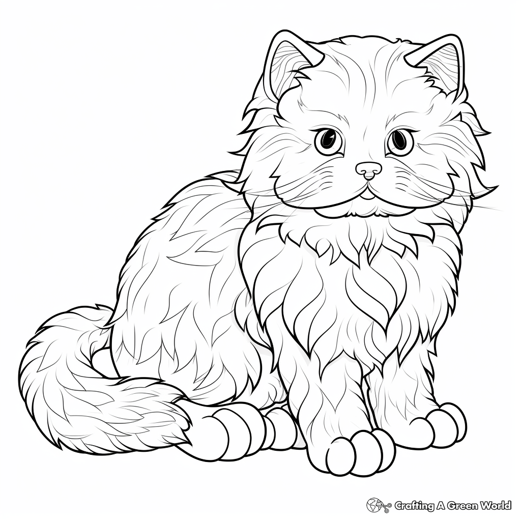 Detailed Persian Cat Coloring Pages for Adults 3