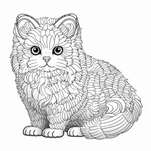 Detailed Persian Cat Coloring Pages for Adults 4