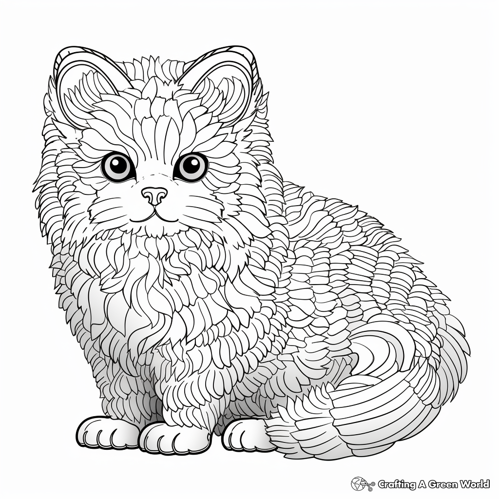 Detailed Persian Cat Coloring Pages for Adults 4