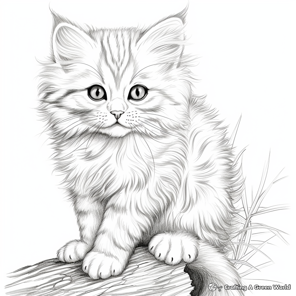 Detailed Persian Kitten Coloring Sheets 1