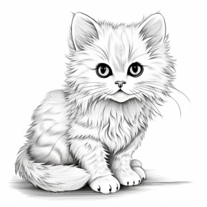 Detailed Persian Kitten Coloring Sheets 3