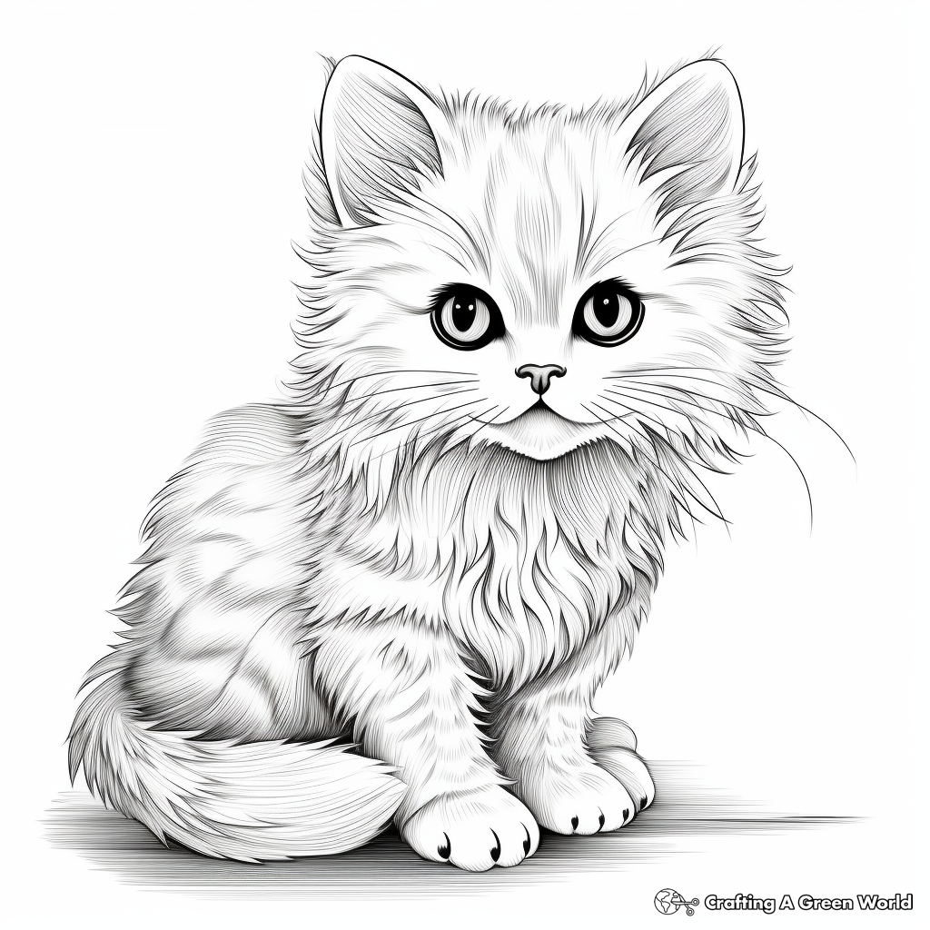 Detailed Persian Kitten Coloring Sheets 3
