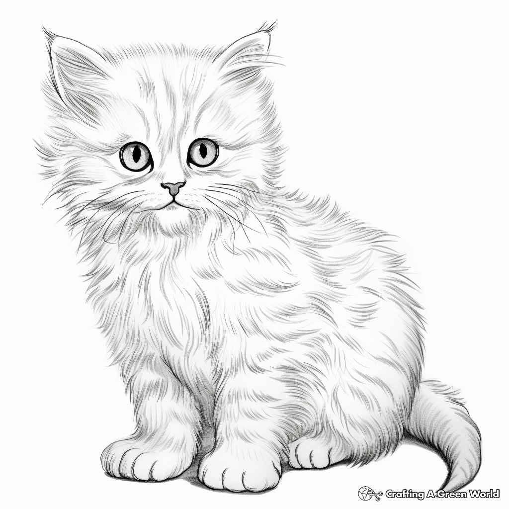 Detailed Persian Kitten Coloring Sheets 4