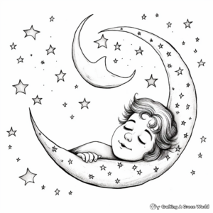 Detailed Phases of Crescent Moon Coloring Pages 1