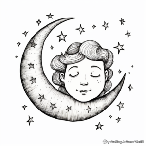 Detailed Phases of Crescent Moon Coloring Pages 2