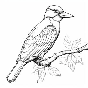 Detailed Pileated Woodpecker Coloring Pages 3