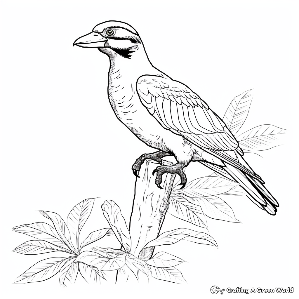 Detailed Pileated Woodpecker Coloring Pages 4