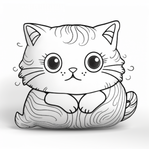 Detailed Pillow Cat Coloring Pages for Adults 1