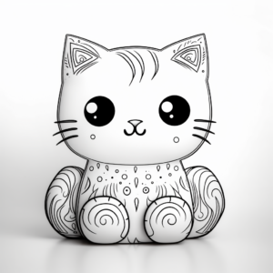 Detailed Pillow Cat Coloring Pages for Adults 4