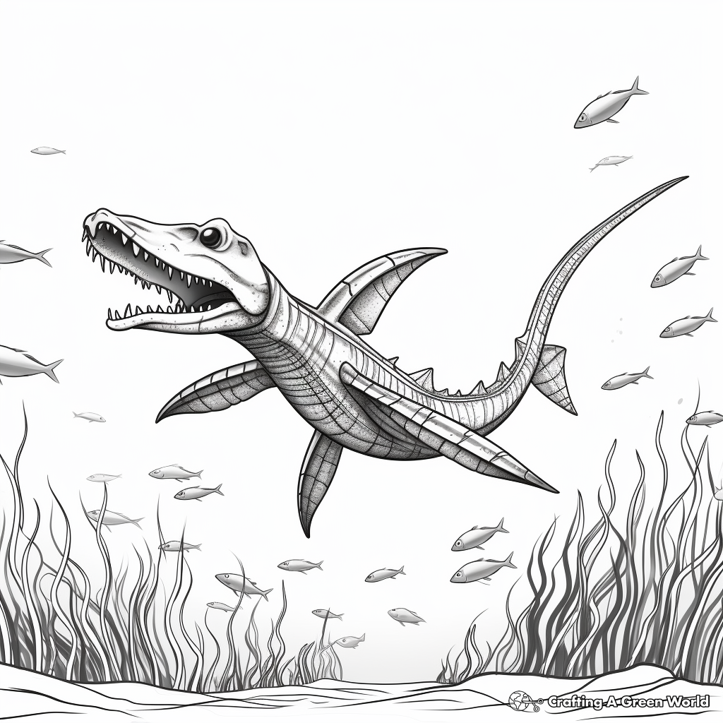 Detailed Plesiosaurus Coloring Pages 1