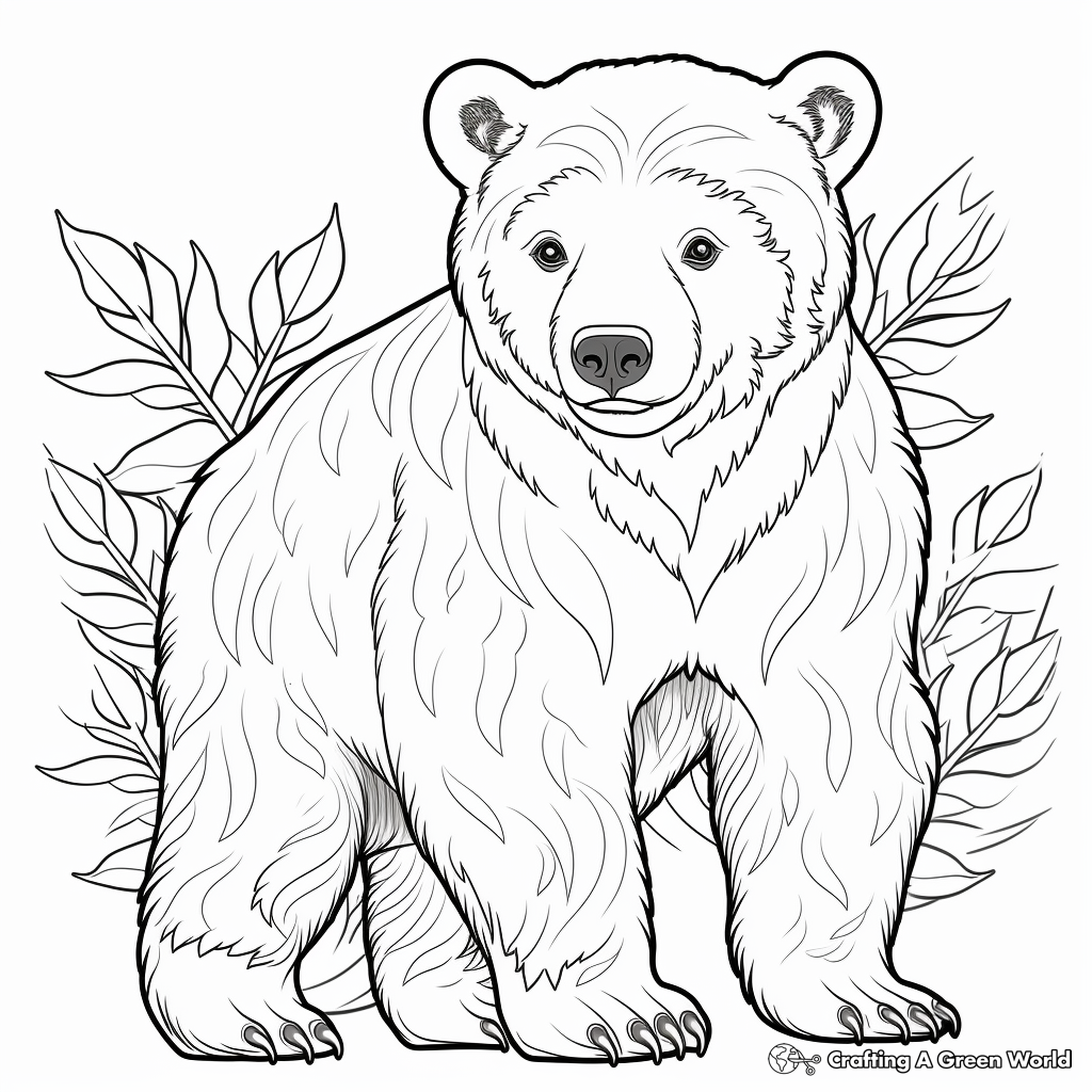 Detailed Polar Bear Coloring Pages for Adults 1