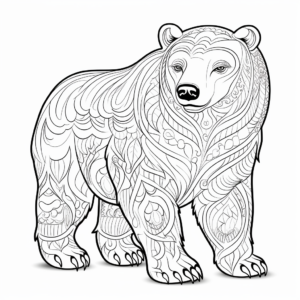 Detailed Polar Bear Coloring Pages for Adults 2