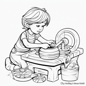 Detailed Pottery Wheel Coloring Pages 1
