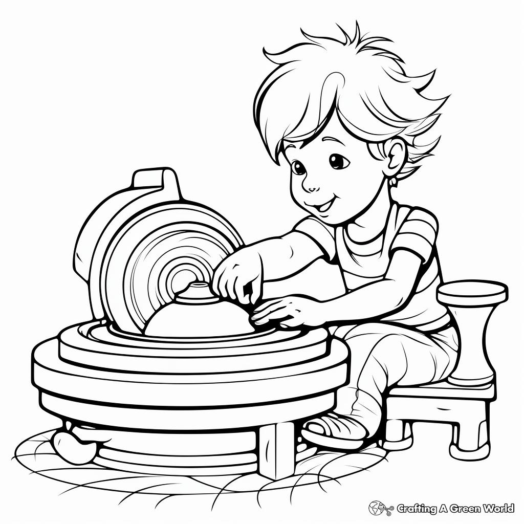 Detailed Pottery Wheel Coloring Pages 4