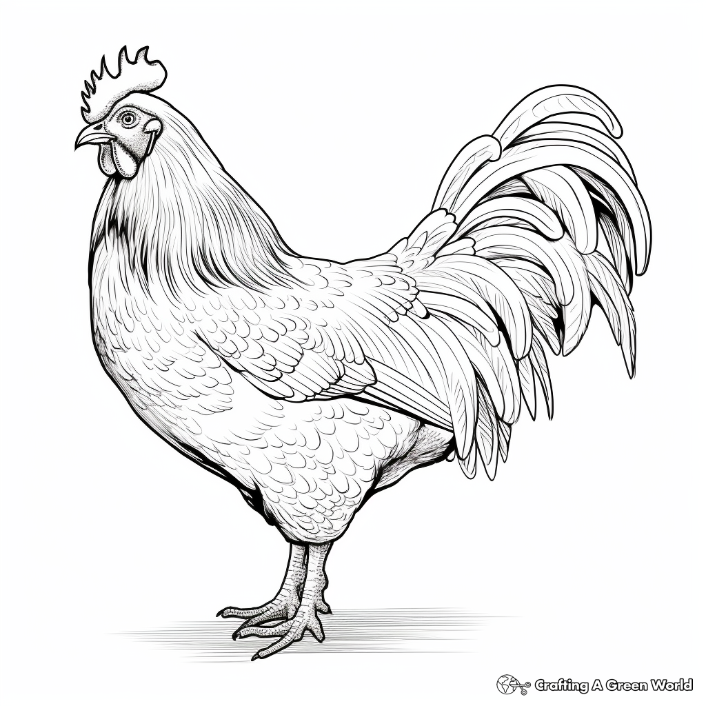 Detailed Poultry Chicken Varieties Coloring Sheets 1
