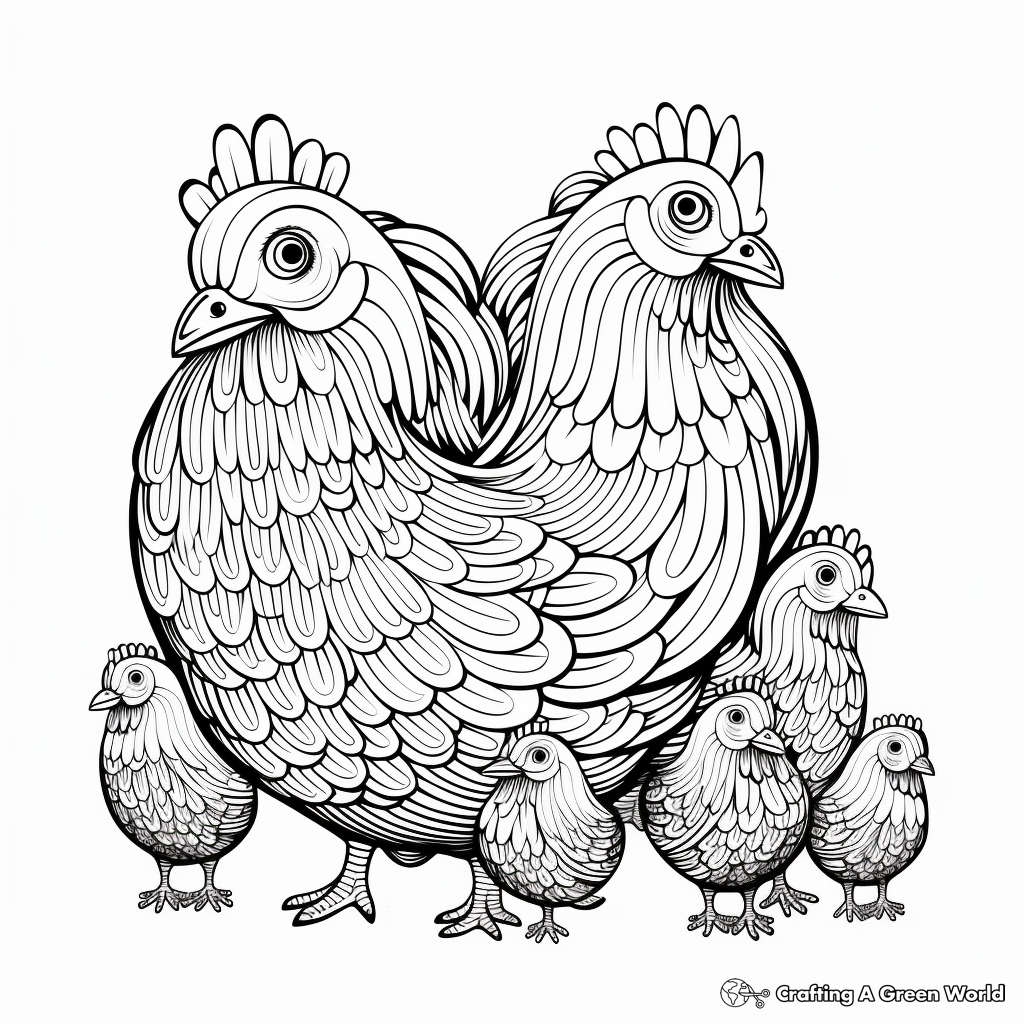 Detailed Poultry Chicken Varieties Coloring Sheets 3