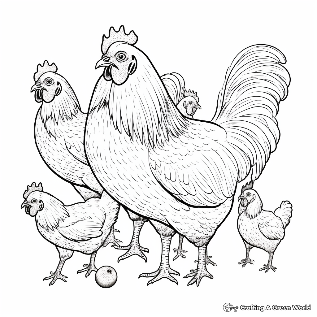 Detailed Poultry Chicken Varieties Coloring Sheets 4