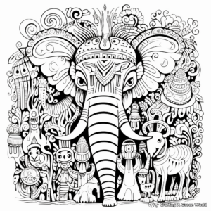 Detailed Psychedelic Animal Coloring Pages 1