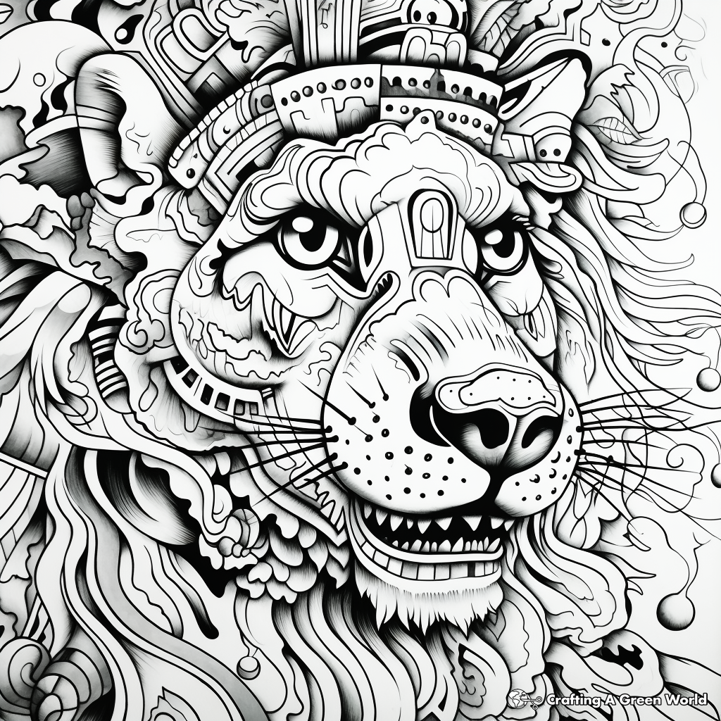 Detailed Psychedelic Animal Coloring Pages 2