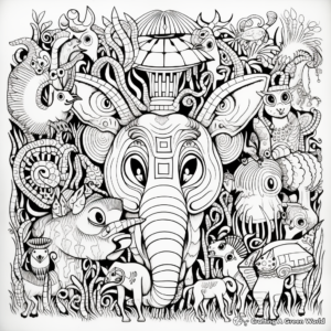 Detailed Psychedelic Animal Coloring Pages 4