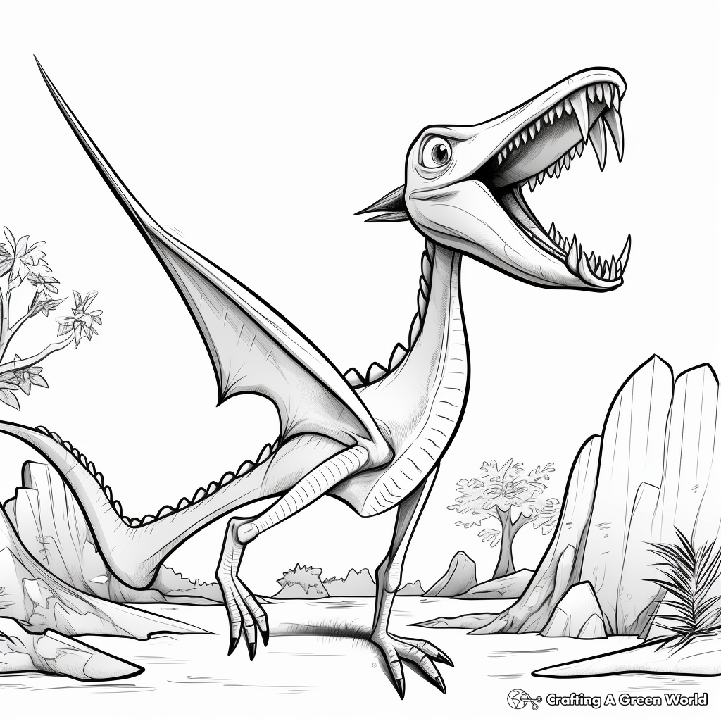 Detailed Pteranodon Coloring Pages for Adults 4