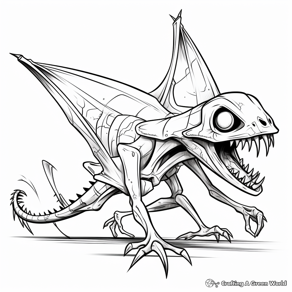 Detailed Pterodactyl Skeleton Coloring Pages 1