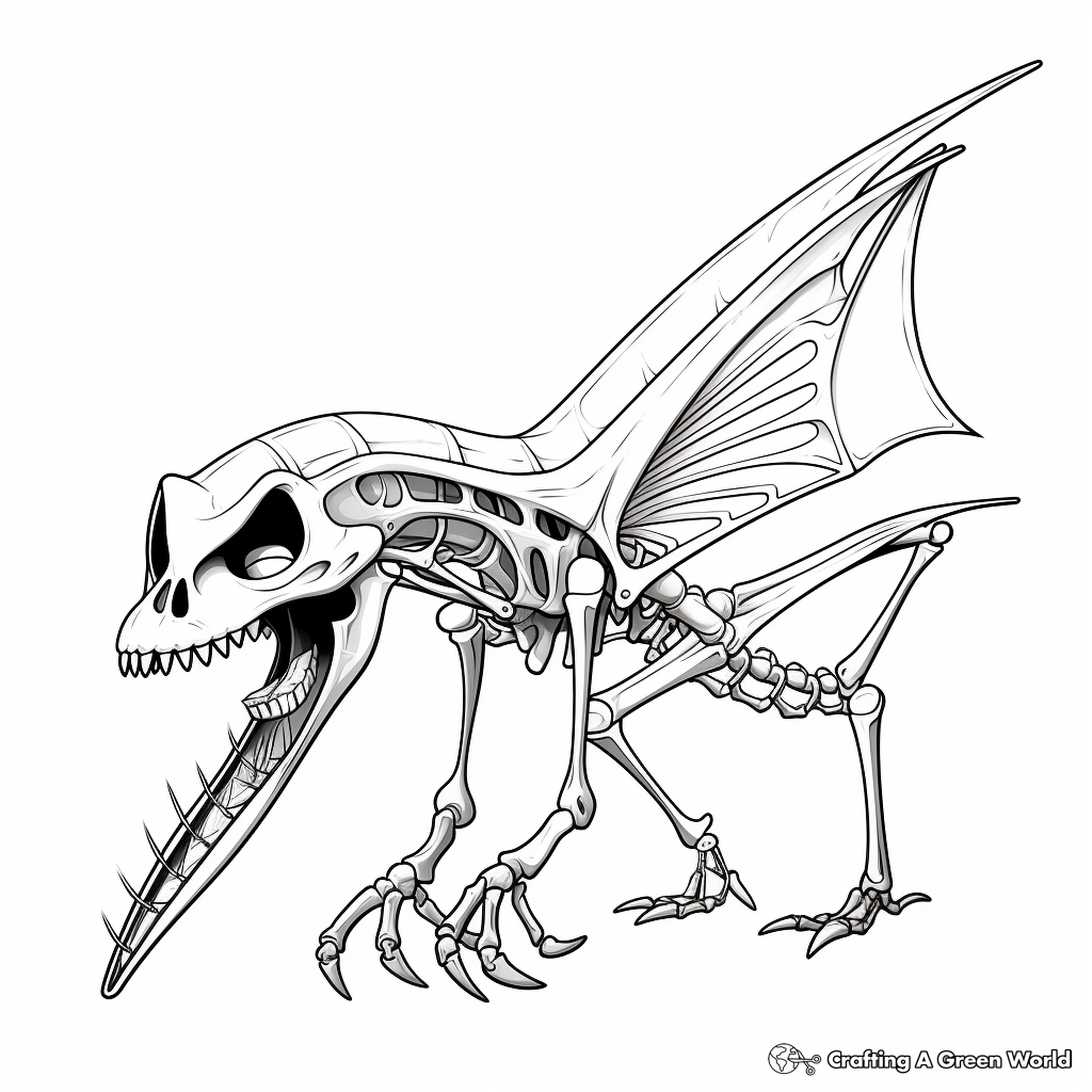 Detailed Pterodactyl Skeleton Coloring Pages 3