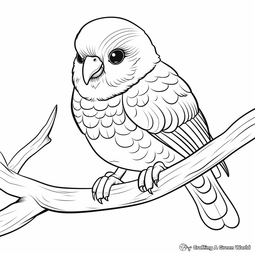 Detailed Quaker Parakeet Coloring Pages for Adults 1