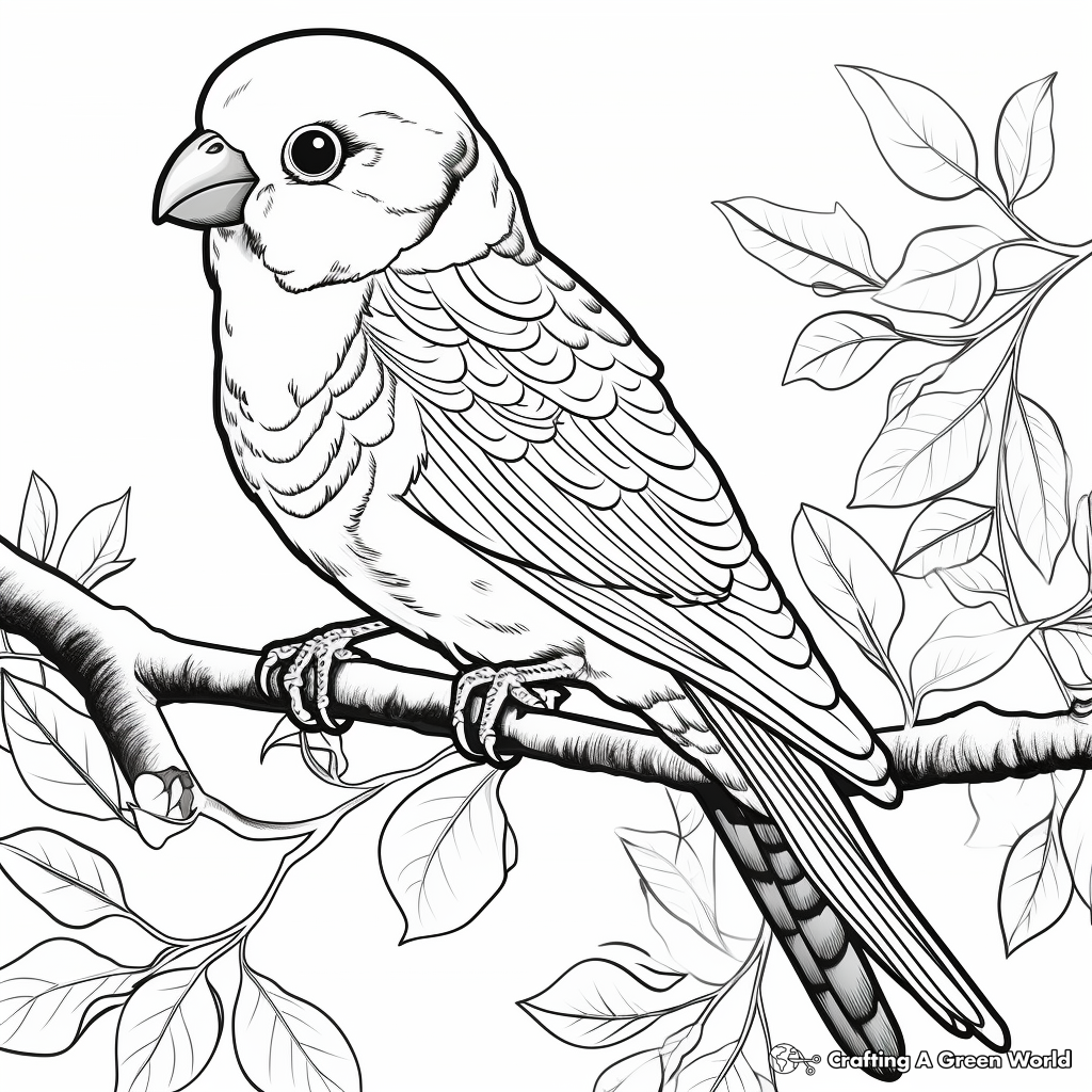 Detailed Quaker Parakeet Coloring Pages for Adults 3