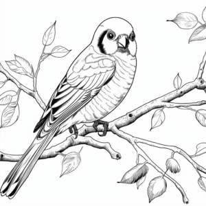 Detailed Quaker Parakeet Coloring Pages for Adults 4