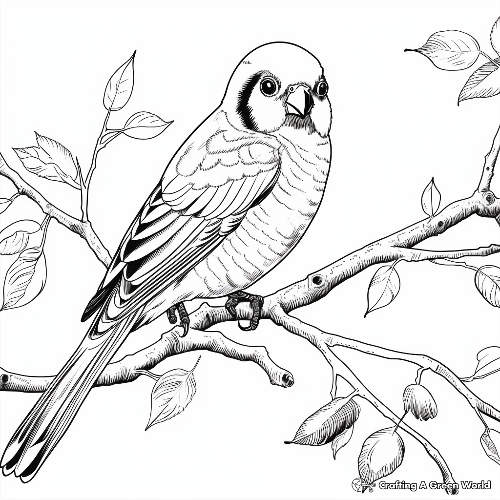 Detailed Quaker Parakeet Coloring Pages for Adults 4