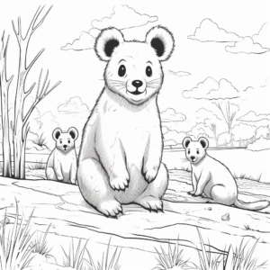 Detailed Quokka in Habitat Coloring Pages 2