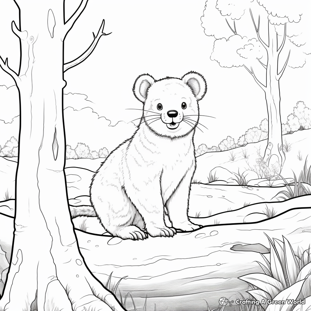 Detailed Quokka in Habitat Coloring Pages 3