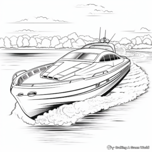 Detailed Racing Boat Coloring Pages for Adults 1