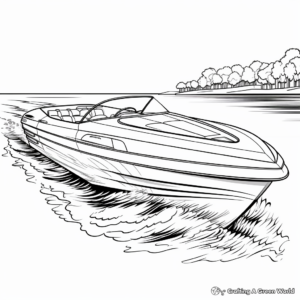 Detailed Racing Boat Coloring Pages for Adults 3