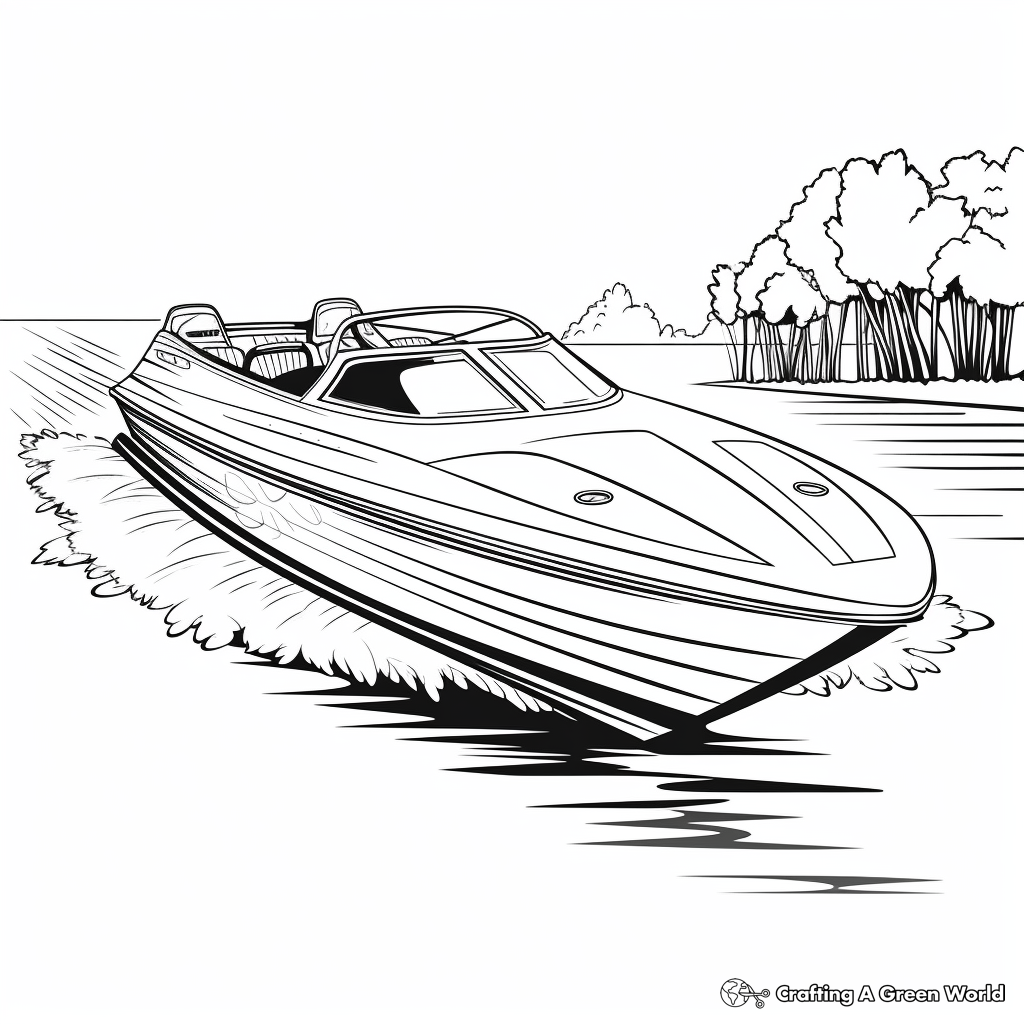 Detailed Racing Boat Coloring Pages for Adults 4