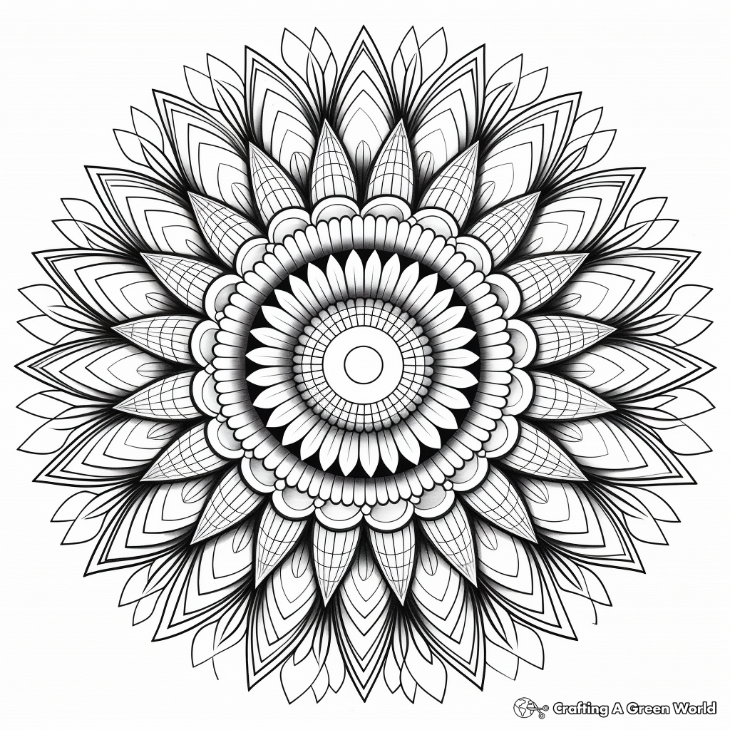 Detailed Rainbow Mandala Coloring Pages 1