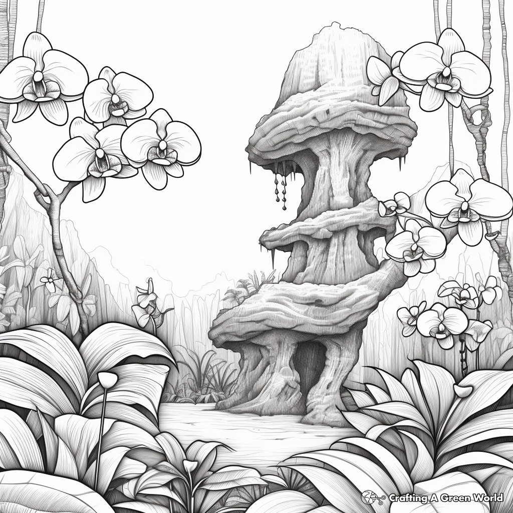 Detailed Rainforest Orchid Coloring Pages 3