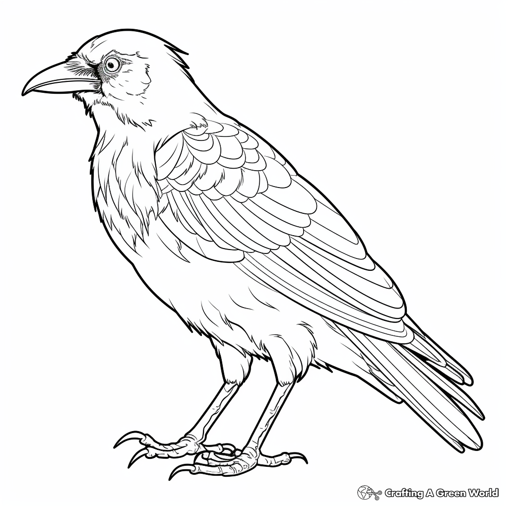 Detailed Raven Coloring Pages for Adult Colorists 2