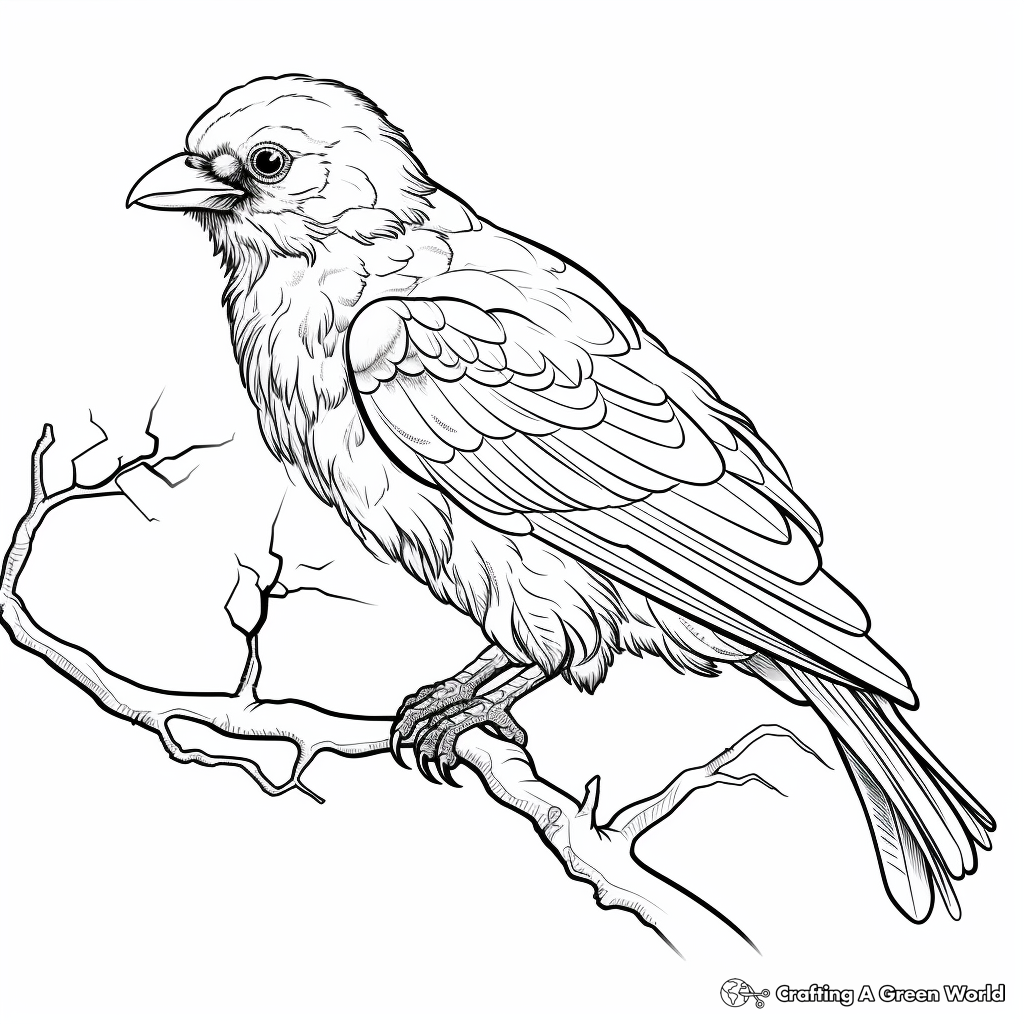 Detailed Raven Coloring Pages for Adult Colorists 4