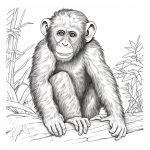Detailed Realistic Chimpanzee Coloring Pages 1
