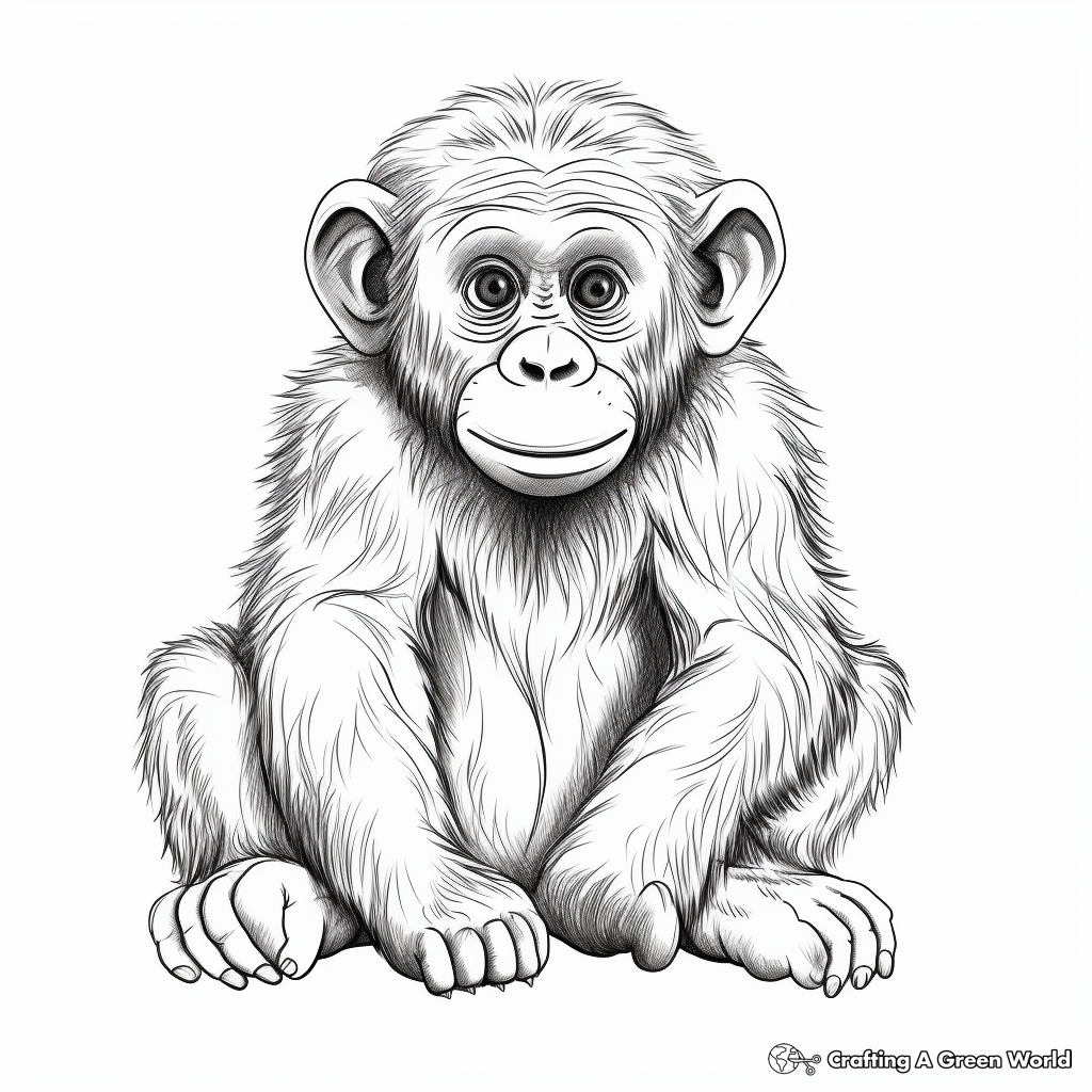 Detailed Realistic Chimpanzee Coloring Pages 3