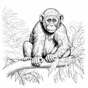 Detailed Realistic Chimpanzee Coloring Pages 4