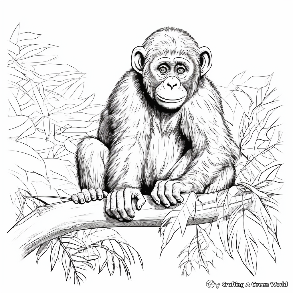 Detailed Realistic Chimpanzee Coloring Pages 4